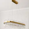 Żyrandol kryształowy złoty podłużny, duża ekskluzywna lampa wisząca nad stół BULGARI L 100cm