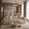 Ekskluzywna sofa beżowa 3 osobowa na złotej nodze LONDON