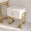 Modern glamor bedside table, beige, gold, side table with drawer AMORE