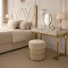 Glamor console, dressing table for the bedroom, for the dressing room, modern, beige, with a drawer, with a gold mirror AMORE
