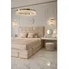 Upholstered glamor bed, modern, with a gold slat, beige 180x200cm EMPORIO