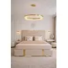 Upholstered glamor bed, modern, with a gold slat, beige 180x200cm EMPORIO