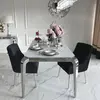 Design glamor table with a glass top, steel, modern, silver ELITE