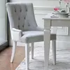 ZESTAW 6szt krzeseł glamour do jadalni, klasyczne, tapicerowane, z kołatką, srebrne, szare TIFFANY