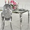 Design glamor table with a glass top, steel, modern, silver ELITE