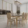 Designer dining table, glamor, with a glass top, steel, gold ELITE