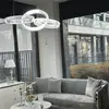 ECLIPSE MAX crystal chandelier, rings, silver, modern glamor hanging lamp for the living room, adjustable