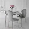 Design glamor table with a glass top, steel, modern, silver ELITE