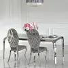 Design glamor table with a glass top, steel, modern, silver ELITE