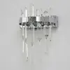 Crystal wall lamp, silver, modern, glamorous BULGARI wall lamp