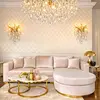 Modern glamor corner sofa, for the living room, rounded, convertible, beige, comfortable corner boucle PARIS