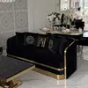 Ekskluzywna sofa czarna 3 osobowa złota kanapa glamour MADONNA