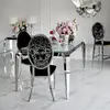 Stół glamour srebrny glamour z białym szklanym blatem, stalowy, nowoczesny, designerski ELITE