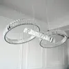 ECLIPSE MAX crystal chandelier, rings, silver, modern glamor hanging lamp for the living room, adjustable