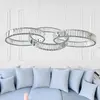 ECLIPSE MAX crystal chandelier, rings, silver, modern glamor hanging lamp for the living room, adjustable