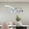 Żyrandol kryształowy nowoczesny ring srebrny, Lampa wisząca glamour do salonu regulowana COMO