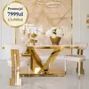 stół złoty z marmurowym blatem LV Collection od Primavera Home