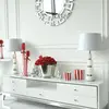 Komoda RTV glamour wysoki połysk biało srebrna Lorenzo L Silver w zerowym punkcie widzenia. Meble na zamówienie od PRIMAVERA HOME.