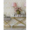 Konsola lustrzana CHICAGO GOLD glamour stalowa złota w ciemnym wnętrzu, tworząca stylowy kontrast. Ekspozycja w salonie Primavera Home.
