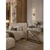 Konsola lustrzana CHICAGO GOLD glamour stalowa złota widziana z boku, idealna do nowoczesnych wnętrz. Meble na zamówienie od Primavera Home.