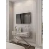 Konsola lustrzana CHICAGO GOLD glamour stalowa złota — aranżacja wnętrza. Primavera Home.