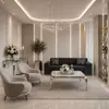Nowoczesny stolik kawowy ELITE w eleganckim ciemnym wnętrzu. Aranżacja nowoczesnego wnętrza od Primavera Home.
