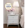 Szafka Nocna Glamour Lorenzo Biała Srebrna Połysk w jasnym wnętrzu dopełniającym elegancję. Meble na zamówienie od Primavera Home.