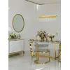 Zbliżenie na detal stali nierdzewnej w komodzie glamour LORENZO M, ekskluzywne wykończenie od Primavera Home.