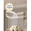Prezentacja całego zestawu z żyrandolem kryształowym COMO Ringi Srebrny, doskonałe uzupełnienie nowoczesnych aranżacji od Primavera Home.