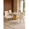 Designer Italian-Style Chair in Beige and Gold BUBBLE w ujęciu z przodu. Ekspozycja w salonie od Primavera Home.