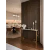 Konsola glamour, nowoczesna, złota biały marmur LOLA w boku. Ciekawe detale wykończenia, dostępna w Primavera Home.