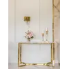 Konsola glamour, nowoczesna, złota biała marmur LOLA z ozdobnym dodatkiem. Meble na zamówienie w Primavera Home.