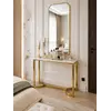 Konsola glamour, nowoczesna, złota biała marmur LOLA w salonowym kacie. Inspiracja od Primavera Home.