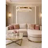 Widok na aksamitny narożnik glamour półokrągły PARIS z perspektywy. Meble na zamówienie od Primavera Home.
