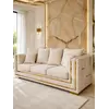 Złota Sofa Rozkładana Palace – Nowoczesna i Ekskluzywna w perspektywie bocznej, idealna do nowoczesnego wnętrza z firmy Primavera Home.