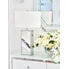 Detal wykończenia klasycznej lampy stołowej, nowoczesnej, hamptons, srebrnej VERONICA. Wysoka jakość od Primavera Home.