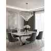 Kryształowy żyrandol okrągły, nowoczesny lampa wisząca, srebrny GLAMOUR M w aranżacji nowoczesnego wnętrza. Ekspozycja w salonie od Primavera Home.