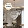 Kryształowy żyrandol okrągły, nowoczesny lampa wisząca, srebrny GLAMOUR M widoczny od dołu. Aranżacja nowoczesnego wnętrza od Primavera Home.