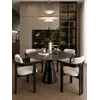 Okrągły Stół do Jadalni Oslo Spiekany kamień czarny Carrara i Stal Premium przedstawiony z góry. Eksponujący detale wykończenia od Primavera Home.