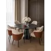 Okrągły Stół do Jadalni Oslo Spiekany kamień czarny Carrara i Stal Premium w aranżacji nowoczesnego salonu. Meble na zamówienie od Primavera Home.