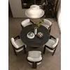 Okrągły Stół do Jadalni Oslo Spiekany kamień czarny Carrara i Stal Premium w perspektywie ukazującej elegancję. Ekspozycja w salonie od Primavera Home.
