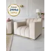 Fotel LONDON Beżowy z boku, idealnie komponujący się w aranżacji nowoczesnego wnętrza od Primavera Home.