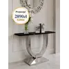 Konsola w stylu nowoczesnym glamour z białym marmurowym blatem srebrna ART DECO w zbliżeniu, ukazująca fakturę blatu. Meble na zamówienie od Primavera Home.