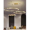 Lampa glamour led okrągła z połyskiem ring regulowana, nowoczesna, loft do salonu złota GALASSIA w ujęciu z przodu. Oświetlenie na zamówienie od Primavera Home.