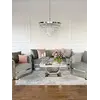 Szara Sofa Glamour Madonna 3-osobowa Srebrna w ujęciu z przodu. Oświetlenie na zamówienie od Primavera Home.