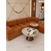 Detal kolorowy designerskiego narożnika modułowego boucle NICEA w nowoczesnym wystroju. Primavera Home.