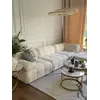 Widok z kategorialny na designerski narożnik modułowy boucle NICEA w nowoczesnym stylu. Meble na zamówienie w Primavera Home.