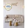 Sofa LONDON Beżowa z boku, doskonale wpisująca się w aranżację nowoczesnego wnętrza. Meble na zamówienie od Primavera Home.