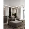 Ekskluzywny narożnik, nowoczesny, designerski, sofa narożna MODERNO widok na lounge. Perfekcyjna aranżacja do nowoczesnych wnętrz od Primavera Home.
