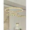 Lampa glamour led GALASSIA okrągła z połyskiem ringi, regulowana, nowoczesna, loft do salonu złota OUTLET w ujęciu z przodu. Oświetlenie na zamówienie od Primavera Home.